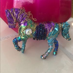 Colorful beaded horse broach